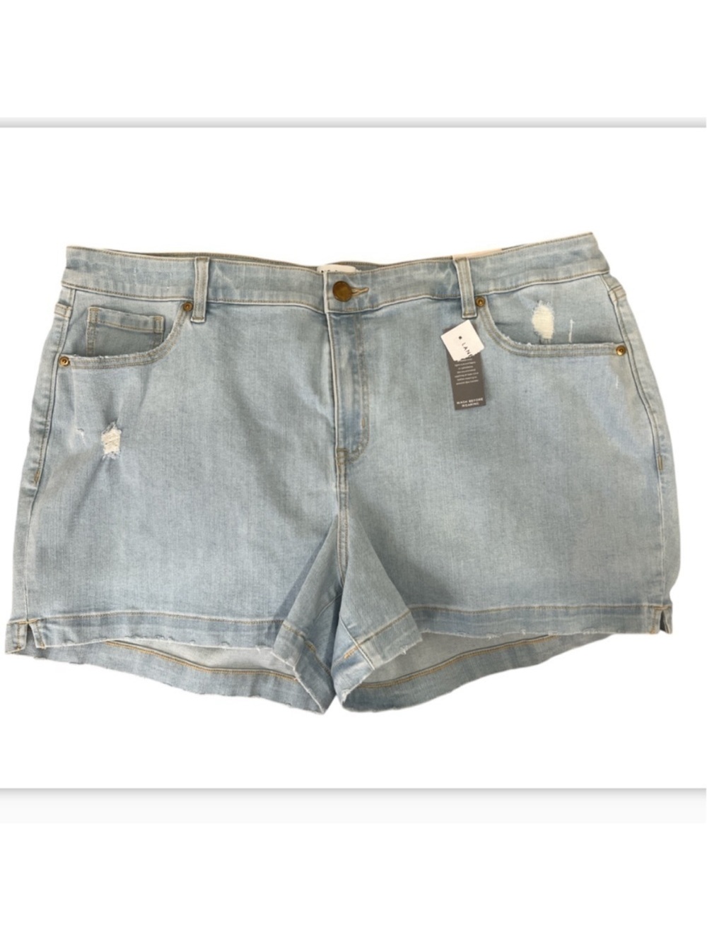 Lane Bryant Mid Rise Midi Shorts Light Wash Denim